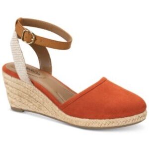 Chic Orange Espadrille Wedge Sandals